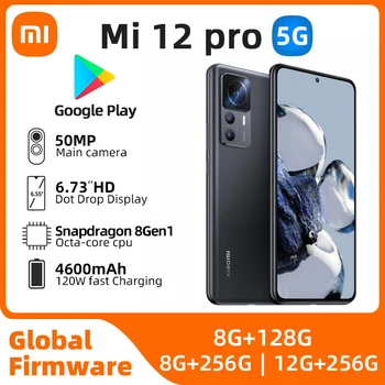 Глобалната Вградена памет Xiaomi 12 Pro Mi 12Pro Snapdragon 8 Gen 1 Андроид телефон 120 W Бързо Зарядно 50 Mp Тройни Камери б/телефон
