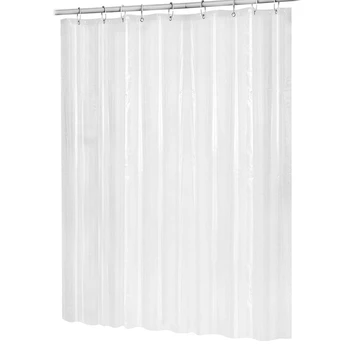 Пластмасов водоустойчива душ завеса за душ Peva 180 см x 180 см, Прозрачна, Бяла Прозрачна завеса за баня с луксозна душ завеса за баня с куки