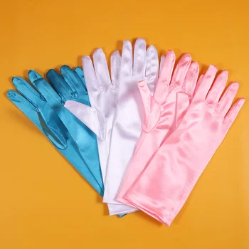 3 чифта ръкавици за рокли за момичета, стилни юбочные ръкавици, декоративни ръкавици, празнични аксесоари за деца, детски (розово + бяло + синьо)
