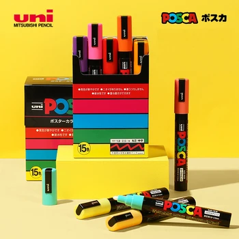 Uni Posca Набор от Маркери За Рисуване с акрилни Дръжки За Рисуване с Молив PC-1M PC-3M PC-5M Инструменти за Художници за Създаването на илюстрации с ръцете си