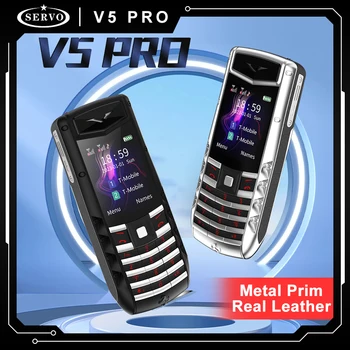 СЕРВО V5 PRO е Иновативен дизайн Стомана мобилен телефон 2 SIM карти, Bluetooth, Бърз набор от Магически глас Метален корпус Луксозен мобилен телефон