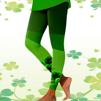 Ежедневни модни гамаши St Patricks със зелен принтом, спортни панталони за йога, спортни панталони с акули, женски Гамаши за момичета, Безшевни, Стегнати