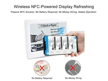 Waveshare 7.5 inÃ§ pasif NFC Powered e kaÄŸÄ±t, pil yok, kablosuz gÃ¼Ã§ ve veri transferi