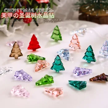 5 бр. Блестящи Кристални Аксесоари за нокти Christmass Tree, 3D Цветни Висулки за нокти от смола, Декорации за маникюр, Коледна декорация за нокти