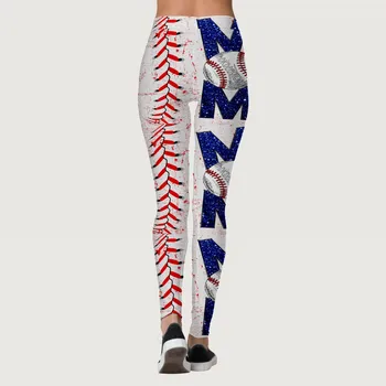 Комплект панталони за йога Дамски чорапогащи с бейсбольным принтом крави, гамаши, спортни гамаши за йога Control За жени, топли и удобни панталони за жени