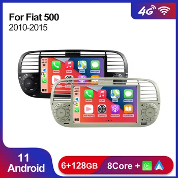 Безжична Carplay За FIAT 500 Авто Радио, Мултимедиен Плеър с Android 11 6 + 128 G IPS Екран Авторадио Аудио WIFI DSP 4G Lte RDS BT