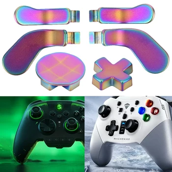 Метални детайли контролер 6 в 1 с 4 остриета, 2 игрални аксесоар D-pad, резервни части за Xbox One Elite Series 2