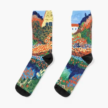 Цветен конец, вдъхновен от есента акрилни рисувани, чорапи с подгряване, мультяшные мъжки чорапи, дамски чорапи