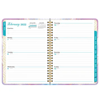 Бележник-планер на 2022 година, Дневник-календар, Дневна Седмична Месечна дневния ред, планиране на графици, линейчатый бележник на спирала, 8,5 -6,1 см, твърди корици, формат А5