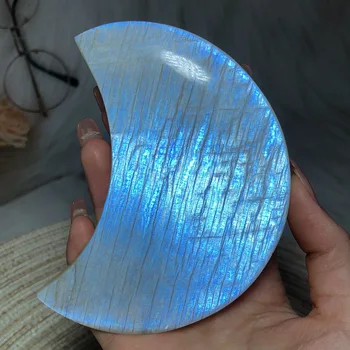 Естествени кристали-Лунен камък Luni-Синята Светкавица Рейки Майстор Скъпоценен Декор Минерална Енергия Подарочное украса На Housewarming
