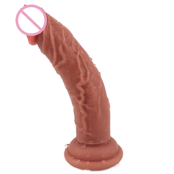 Реалистично дилдо за начинаещи, силиконов анален вибратор с мощни лепило за игри без ръце, реалистичен изкуствен пенис за жени