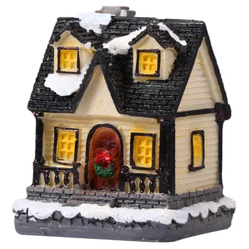 Коледна сцена Украса на домашно парти Светещ смола Малки декорации за микро-пейзаж Подаръци Led светлини