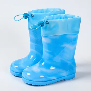 Нови модерни детски непромокаеми обувки за момчета и момичета от водоустойчив PVC, мека гума, нескользящие непромокаеми обувки за деца до средата на прасците
