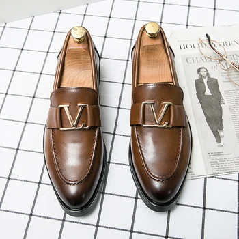 Висококачествена черна кожена обувки 2023 г., нова луксозна ежедневни мъжки обувки, бизнес рокля, мъжки oxfords за господа, класически италиански обувки