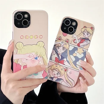 Костюм Sailor Moon за момичета Аниме Калъф За Телефон За iPhone 14 13 12 11 Pro Max 14 Плюс Калъф сладко Сладко Карикатура изкуство устойчив на удари Мек Калъф