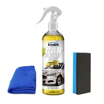 Препарат за почистване на автомобилни седалки от 100 мл высокозащищенный нано-спрей С гъба, кърпа, Спрей за премахване на прах, препарат за почистване на кожа, спрей за почистване на автомобила