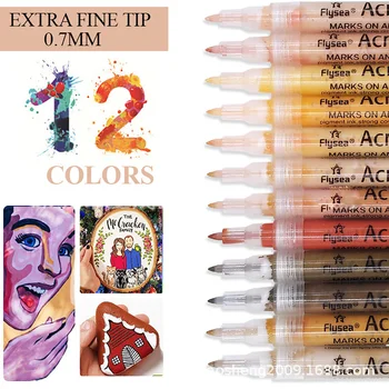 Набор от маркери 12 цвята в цвета на кожата, художествени маркери, дръжка 3,0 мм/0,7 мм, Художническая акрилна боя, дръжка за colorization манга