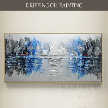 Чисто ръчно рисувани Абстрактен пейзаж Акрилна боя върху платно Гъсти бои Акрилни картини Абстрактен платно акрилна боя