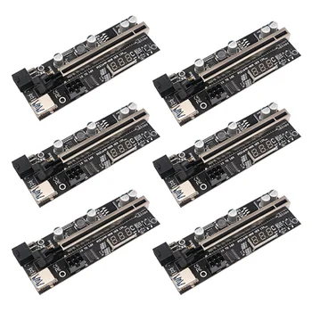 6 Опаковки видео карта PCIE Странично от 1X до 16X графичен разширяване на сензор за температурата на за майнинга биткойнов на GPU Адаптер Странично
