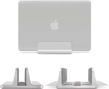 Алуминиева вертикална поставка за лаптоп, Регулируема дебелина, Държач за настолни лаптопи, вградена компактна поставка за MacBook Pro/Air