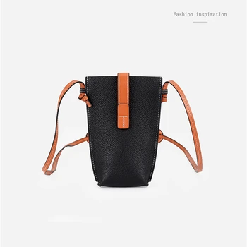 Малка дамска чанта за през рамото от естествена кожа, чантата за мобилен телефон, лека чанта за през рамо