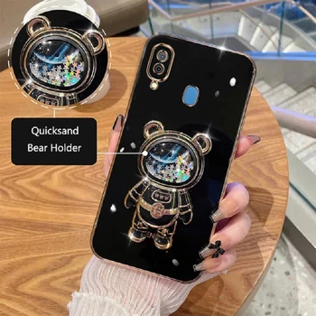 Сгъваема поставка с анимационни мечка за Samsung Galaxy A20 A30 Калъф за вашия телефон с луксозен покритие