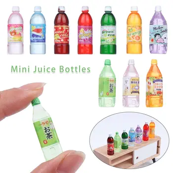 10 Стилове мини бутилки за напитки и сок, куклени миниатюри, стоп-моушън храна, аксесоари за кухня и хол, подпори за снимане на модели ob11