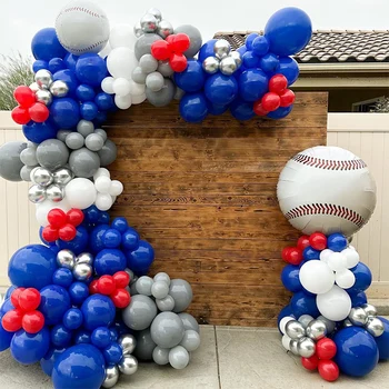 Сини, червени латексови балони За момчета, бейзбол, първо, честит рожден Ден, комплект за арка, украса за юбилей, Bapteme Globos