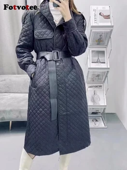 Зимно палто Fotvotee, дамски дълга naka яке, Корея, модерни Дамски дрехи с висока яка, Реколта Градинска дрехи, Топла Елегантни връхни дрехи