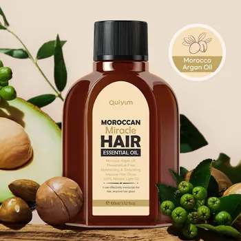 100 МЛ олио за грижа за косата, етерично масло от марокански чиста арганы за сухи типове коса, многофункционални средства за грижа за косата за жени