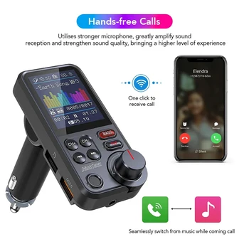 1,8-Инчов Автомобилното радио Хендсфри QC3.0 Със зареждането на Bluetooth Съвместим Устройствения Безжичен USB-Бързо зарядното устройство AUX Hands Free Car Kit MP3 плейър