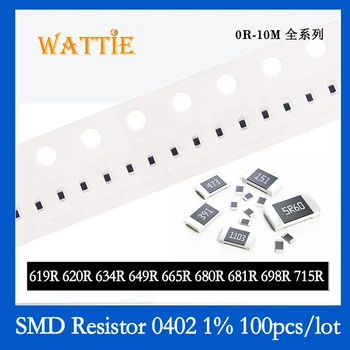 SMD резистор 0402 1% 619R 620R 634R 649R 665R 680R 681R 698R 715R 100 бр./лот микросхемные резистори 1/16 W 1.0 mm*0,5 мм