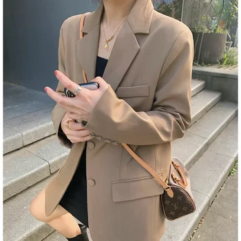 UNXX Есенни Обикновена блейзери с джобове и назъбени, свободното си едно просто палто копчета, обикновени ежедневни официалната дамски дрехи, офис дамски палта