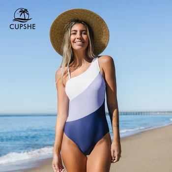 CUPSHE Colorblock, едно Парче Бански с Едно Рамо, Женски Секси Монокини, Бански костюми 2023, Летни Плажни Бански костюм, Плажно Облекло