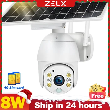 Външна камера за видеонаблюдение 4G PTZ 1080P със слънчев панел с мощност 8 W, Безжична откриване на движение PIR, Цветно нощно виждане Ubox
