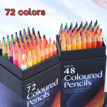Професионални 36/48/72 цвят Мазни цветни моливи с шестоъгълни дървена дръжка, комплект за рисуване, скициране, артистичен дизайн с кутия за съхранение
