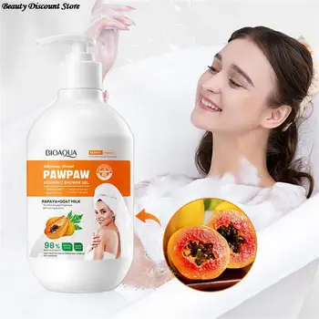 Душ гелове BIOAOUA Papaya С Витамин С Осветляющие Бели Овлажняващи Почистване Ексфолиращи Средства За Тялото Сапун За Измиване на Тялото