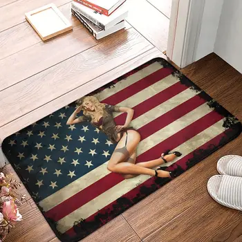 Нескользящий килим за баня Pin Up Girl, Американски подложка за спални, поздравителна напитка, мат, мат за декорация на пода