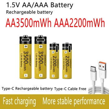 1.5 V USB бързо зареждане на AA 3500mWh + AAA 2200mWh Акумулаторна Батерия Цинк-Никел с Голям Капацитет Играчка Часовници Микрофон Умен Заключване