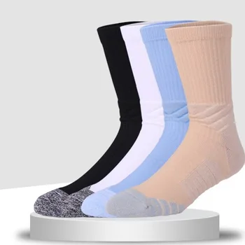 1 чифт мъжки женски професионални нескользящих баскетболни чорапи, изолирана кърпа Дишащи износоустойчиви спортни чорапи със средна дължина