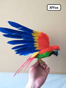 прекрасен модел, оранжев и зелен папагал от пяна и пера, подарък за папагал размер 30x45 см d0249