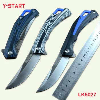 YSTART D2, Стоманен нож, Дръжка G10, Сгъваеми ножове за къмпинг, Флипер, бързо отваряне, EDC Outdoor Gear LK5027