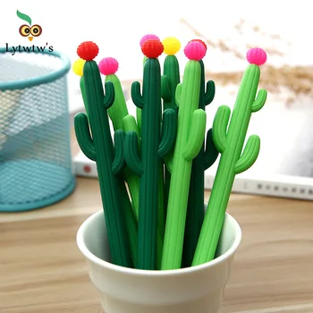 1 бр Корейски канцеларски материали Lytwtw, Гел писалка Сладък Kawaii Cactus, Дръжка за офис ученически пособия, Нов креативен подарък