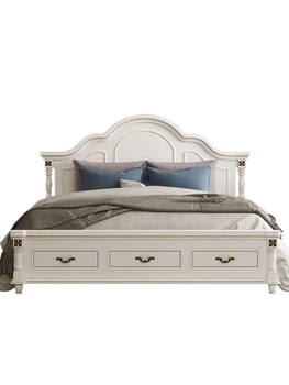Двойно легло американски тип Главната спалня Модерна сватбена легло по договор на Дървени мебели, Легло за принцеса от европейски тип 1.8 метра