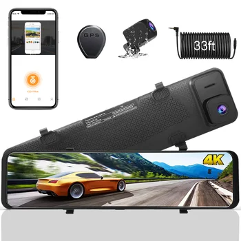 12-Инчов Автомобилен Видеорекордер 4K Видео Огледало за Обратно виждане Записващо устройство Dash Cam WIFI GPS Track IMX415 Ultra HD 3840 * 2160P Камера за приложения на телефона