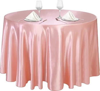 Кръгли сатенени покривки за маса, розово злато, ярка коприна покритие на масата за сватбен банкет, однотонное украсата на масата, за сватба, за рожден ден