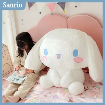 Мультяшные фигурки аниме Sanrio Cinnamoroll Kawaii, Голям плюшен седнала Сладка кукла, възглавници, играчки за декорация на дома, коледа, Коледни подаръци за деца