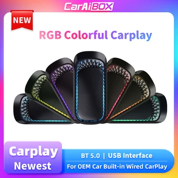 CarAiBox Mini Carplay RGB Цветен Безжичен Адаптер Carplay AI Smart Box AI Box Авто OEM Кабелна Carplay USB Plug and Play, Smart