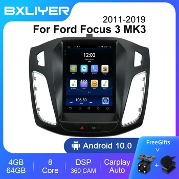 BXLIYER 8 + 256 GB DSP Carplay Android 12 Авторадио Автомобилен Мултимедиен Плейър За Ford Focus 3 Mk 3 2011-2019 Tesla Style GPS