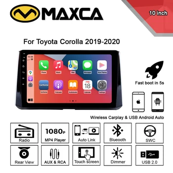 MAXCA 10 инча 2019 Toyota Corollar Безжичен Carplay Android Auto 2 Din Радио Мултимедиен плейър